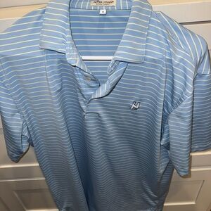 Peter Millar Light Blue Striped Polo Shirt